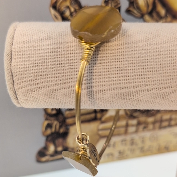 Bourbon and Bowties Gold and Brown Bracelet with butterscotch Amber Stone - Picture 1 of 5